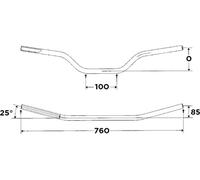 Guidon WRP en aluminium 6082-T6 soufflé par jet et anodisé D 22 mm