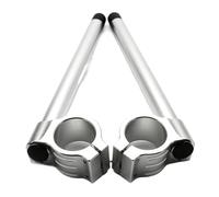 Guidons de moto Barre de poignée réglable universelle de course CNC 31 32 33 35 37 39 41 43 45 48 50 51 MM, guidon de fourche à Clip Guidon moto Z Bars(37mm-Silver)