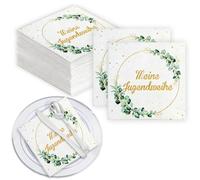 Guidre Lot de 100 serviettes de table décoratives pour la cérémonie d'enfance - Serviettes en papier vert - Décoration de table pour filles garçons et filles - Pliage 1/4 - 33 x 33 cm