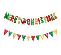Guidre Lot de 2 bannières décoratives de Noël - Décoration de Noël - Guirlande de décoration colorée - Fournitures de fête en papier - Lettres et guirlandes de grande taille