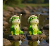 Guidre Lot de 2 Figurines de Jardin décoratives,Pêcheurs Mini étang,pour, Paysage,Statue de Grenouille Decoration,décoration d'étang Balcon, décoration de la Maison,terrasse