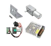 GUIFANG JGY370 Motoréducteur à engrenage hélicoïdal DC 6 V 12 V 24 V avec support, vitesse, contrôleur et bloc d'alimentation avec engrenage métallique, turbo, 1,2-25 kg (12 V 375 tr/min, paquet E)