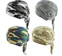 GUIFIER 4 PCS Bandana de Cyclisme,Bandeau Bandana de Pirate Foulard Couvre Sport Calotte sous Casque,Casquette Cycliste Anti-UV/Vent Protection pour Adultes Hommes Femmes Réglable Bonnet Tête de Mort