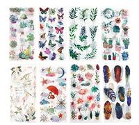 GUIFIER Autocollants pour scrapbooking, planificateur d'esthétique, fleurs, feuilles, animaux, autocollants décoratifs pour ordinateur portable, enveloppe, journal, loisirs créatifs, carnet de notes