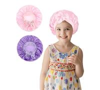 GUIGA 2 Bonnet Bonnet Satin Cheveux Nuit, Satin Bonnet de Sommeil Elastique a Large Bande pour Dormir Bonnet Chapeau de Nuit pour Filles garçons (Rose + Violet)