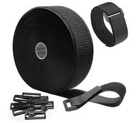 GUIGA 5cm X 10m Attache Cable,Reutilisable Nylon Rouleau Scratch pour Rangement Cable(Avec 10 Boucles), Libre de Couper Rouleau de Scratch pour à la Maison et au Bureau (Noir)