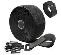 GUIGA 5cm X 5m Attache Cable,Reutilisable Nylon Rouleau Scratch pour Rangement Cable(Avec 10 Boucles), Libre de Couper Rouleau de Scratch pour à la Maison et au Bureau （Noir）
