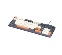 Guiheng Clavier de jeu filaire arc-en-ciel LED crémeux, jolis claviers crémeux avec bouton de volume, pavé numérique pour bureau, Gaming-Star Gris