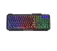 Guiheng Clavier de jeu filaire craquelé arc-en-ciel, 104 touches lumineuses au toucher mécanique pour Windows, ordinateur portable, appareil de bureau, voyage, facile à transporter en voyage