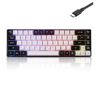 Guiheng Clavier de jeu filaire portable 60 % mécanique, rétroéclairé à DEL RVB, compact, 68 touches, mini clavier de bureau filaire avec interrupteur rouge pour ordinateur portable Windows, PC, Mac -