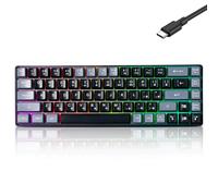 Guiheng Clavier de jeu filaire portable 60 % mécanique rétroéclairé à DEL RVB compact 68 touches pour ordinateur portable Windows, PC, Mac - Noir - Gris