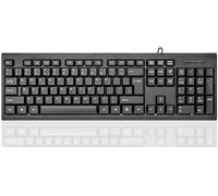 Guiheng Clavier d'ordinateur filaire, Plug Play USB, grand pavé numérique, indicateurs LED, ergonomique, supports pliables, clavier anti-usure, pour Windows, Mac, PC, ordinateur portable, noir