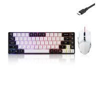 Guiheng Ensemble clavier et souris de jeu filaire 60 %, mini clavier rétroéclairé RVB ultra compact, 61 touches, optique 3200 DPI, ensemble de jeu filaire pour Windows, PC, Mac, PS5, Xbox Gamer (blanc