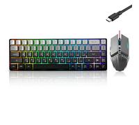 Guiheng Ensemble clavier et souris de jeu filaire 60 %, mini clavier rétroéclairé RVB ultra compact, 61 touches, optique 3200 DPI, ensemble de jeu filaire pour Windows, PC, Mac, PS5, Xbox Gamer (gris