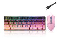 Guiheng Ensemble clavier et souris de jeu filaire 60 %, mini clavier rétroéclairé RVB ultra compact, 61 touches, optique 3200 DPI, ensemble de jeu filaire pour Windows, PC, Mac, PS5, Xbox Gamer