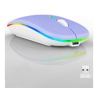 Guiheng Souris Bluetooth sans fil, LED double mode, rechargeable, silencieuse et fine, portable (BT5.2 + récepteur USB), souris d'ordinateur double mode, pour ordinateur portable, ordinateur de