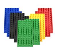 Guihumz Lot de 10 Grandes plaques de Construction, compatibles avec Les Grands Blocs de Construction de Toutes Les Grandes Marques, 19,1 x 9,5 cm, 2*(Rouge+Vert+Bleu+Jaune+Noir)