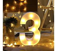 Guijiyi Chiffres LED - Chiffres lumineux - Chiffres lumineux - 0 1 2 3 4 5 6 7 8 9 - Lumière blanche chaude - Décoration de fête d'anniversaire et Mariage(3)
