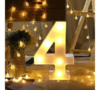 Guijiyi Lights Décoration LED Chiffres,Numéros Illuminés par LED,Marquee Light Sign Opérateur à Piles pour Réceptions de Mariage de Partie Maison de Vacances et Salle de Bain Bar la Mariée Décor(4)