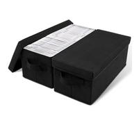 GUIJZSLTRG Lot de 2 boîtes de rangement pour DVD en tissu non tissé avec couvercle anti-poussière - Support pliable pour DVD - Grand sac de rangement pour CD et DVD