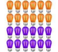 GUILEDUO Lot de 24 ampoules LED S14 incassables de 2 W pour guirlande lumineuse extérieure - Culot E26 - Violet et orange - 120 V