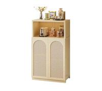 guiling-1986 Buffet Kitchen Sideboard Living Room Storage Floor-Standing Rattan Double Doors with Compartments 66cm Armoire de Cuisine(Blanc)