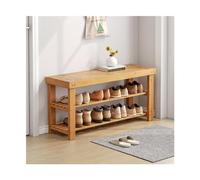 guiling-1986 Etagere Chaussure Banc à Chaussures, Banc d'entrée, de Style Simple 2/3 Niveaux avec Rangement for Couloir, Salon, Chambre Coucher, Nature étagère à Chaussures(90x25x45CM)