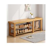 guiling-1986 Etagere Chaussure Banc à Chaussures, Banc d'entrée, de Style Simple 2/3 Niveaux avec Rangement for Couloir, Salon, Chambre Coucher, Nature étagère à Chaussures(100x25x45CM)