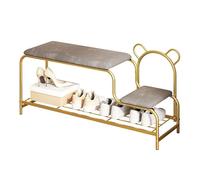 guiling-1986 Etagere Chaussure Banc de Rangement for Chaussures for entrée, Banc for doré Moderne, étagère à en métal 2 Niveaux avec Ouverte et Coussin siège éponge étagère à Chaussures(100x32x45cm)