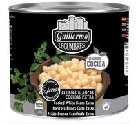 Guillermo Haricots Blancs Cuits Extra, Alubia Blanca Cocida, 3 kg (Poids Égoutté 1.6 kg), Format Professionnel pour Cassoulets et Salades