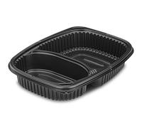GUILLIN - COOKIPACK COOK1250N2C SACHET DE 40 Boite Chaude 1250cc avec 2 Compartiments, Polypropylène, Noir, 25,5 x 19 x 4,5 cm