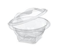 GUILLIN - SEKIPACK SLR370CC SACHET DE 50 Bol Salade 370cc A Couvercle Charniere Sécable, Polyéthylène, Transparent, 13,6 x 13,6 x 7,7 cm