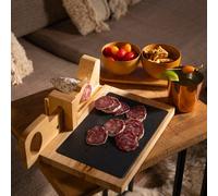 Guillotine à saucisson en bois avec plateau ardoise
