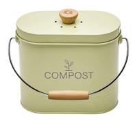 Seau à compost - GUILLOUARD - Ovale - Capacité 3L - Avec filtre à charbon - 11x24x20cm - Vert pastel