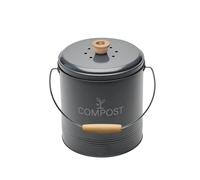Guillouard Seau à compost Rond 4,5 L avec seau plastique de 3 L et filtre à charbon Gris