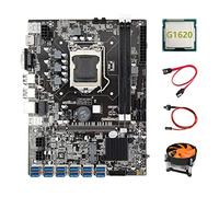 Guindxan B75 ETH Carte mère 12 PCIE vers USB + processeur G1620 + ventilateur de refroidissement + câble commutateur + câble SATA DDR3 MSATA LGA1155