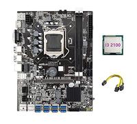 Guindxan Carte mère B75 ETH Mining 8XPCIE Adaptateur USB + I3 2100 CPU + 6 broches vers double câble 8 broches LGA1155 MSATA B75