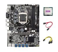 Guindxan Carte mère B75 ETH Mining Adaptateur USB 8XPCIE + CPU G550 + 6 broches vers double câble 8 broches + câble SATA LGA1155 B75