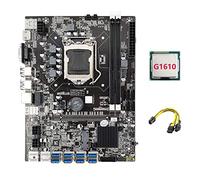 Guindxan Carte mère B75 ETH Mining Adaptateur USB 8XPCIE + G1610 CPU + 6 broches vers double câble 8 broches LGA1155 MSATA B75 USB carte mère