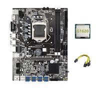 Guindxan Carte mère B75 ETH Mining Adaptateur USB 8XPCIE + G1620 CPU + 6 broches vers double câble 8 broches Carte mère USB LGA1155 MSATA B75
