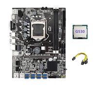 Guindxan Carte mère B75 ETH Mining Adaptateur USB 8XPCIE + G530 CPU + 6 broches vers double câble 8 broches LGA1155 MSATA B75 USB carte mère