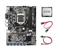 Guindxan Carte mère B75 ETH Mining + CPU G530 + câble de commutation + câble SATA LGA1155 12 PCIE vers USB MSATA DDR3 B75 USB BTC carte mère