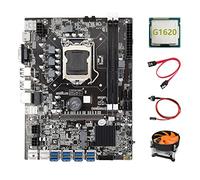 Guindxan Carte mère B75 ETH Mining + G1620 CPU + ventilateur + câble + câble de commutation LGA1155 8XPCIE adaptateur USB MSATA DDR3 B75 carte mère