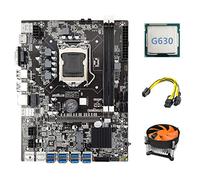 Guindxan Carte mère B75 USB ETH Mining 8XPCIE vers USB + G630 CPU + 6 broches vers double câble 8 broches + ventilateur LGA1155 B75 BTC carte mère