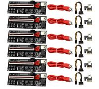 Guindxan Lot de 6 câbles graphiques VER011 PRO PCI-E 1X vers 16X USB 3.0 6PIN avec 10 condensateurs solides B250 B75 BTC