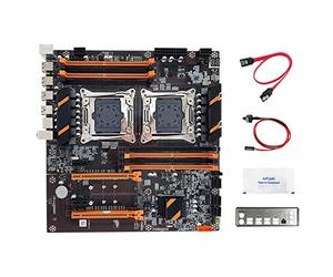 Guindxan X99 Carte mère double CPU + câble + câble de commutation + déflecteur + graisse thermique LGA 2011 DDR4 Support 2011-V3 CPU carte mère