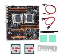 Guindxan X99 Carte mère double CPU Kit + 2XE5 2630 V3 CPU+câble SATA+déflecteur+graisse thermique LGA 2011 8XDDR4 Support CPU 2011-V3