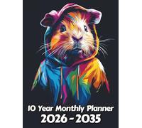 Guinea Pig 10 Year Monthly Planner: Large 120 Month Sunday to Saturday Calendar | Gift For People Who Love Small Pets, Rodent Lovers | Ideal for ... and Busy Individuals | 8.5 x 11 Inches | v2