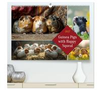 Guinea Pigs with Happy Squeal (High Quality Premium Wall Calendar 2027 DIN A2 landscape),CALVENDO 12 Month Wall Calendar: Guinea pigs - small fluffy balls, big personalities