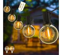 Guinguette Led String Lights,30 M Outdoor String Lights With 50 G40 Bulbs And 2 Replacement Bulbs Ip45 Waterproof Outdoor Indoor String Lights For Garden,Patio,Cafe-Warm White
